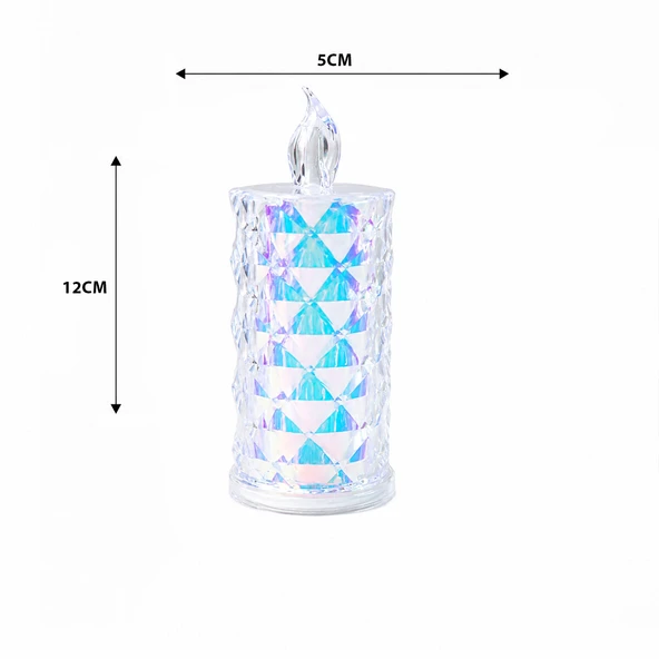 12 ADET LED CANDLE LAMP ORTA BOY= ÇAP:5CM - Y: 12CM PİLLİ LED MUM MİKA KRİSTAL PLASTİK YAKUT-13636 (5224) ürün görseli 1