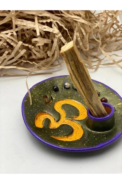 Vivusin Om Çakra Taşlı Palo Santo Tütsülük Yeşil-mor Palo Santo Hediyeli ürün görseli 1