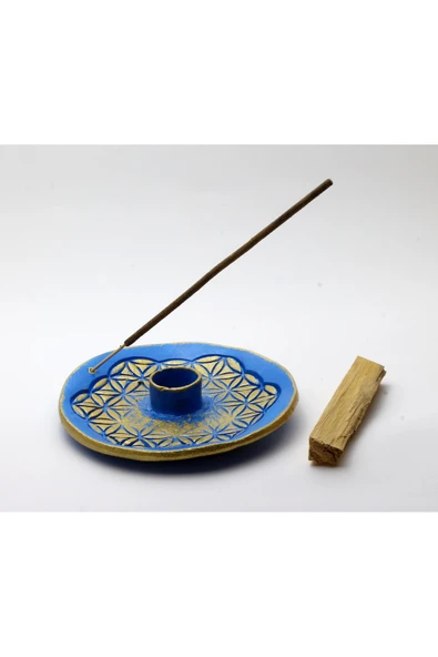 Yaşam Çiçeği El Yapımı Seramik Palo Santo Tütsülük - Palo Santo Hediyeli ürün görseli 1