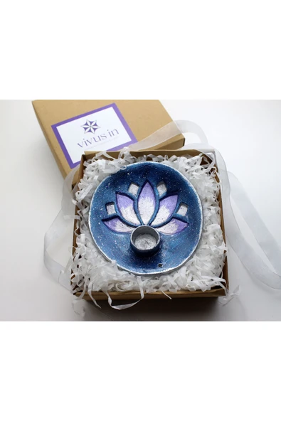 Lotus Palo Santo Tütsü Hediyeli Seramik Tütsülük El Yapımı Gökyüzü ürün görseli 1