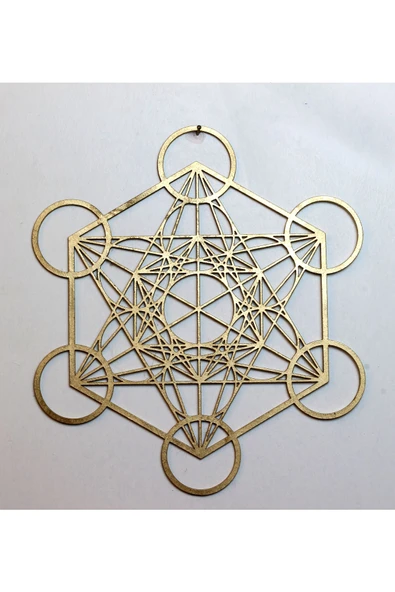 Antik Altın Metatron Kübü Sembolü Kutsal Geometri 25 cm ürün görseli 1