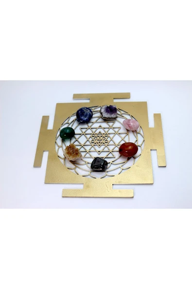 7 Çakra Doğal Taşlı Sri Yantra Sembolü  Tablo ürün görseli 1