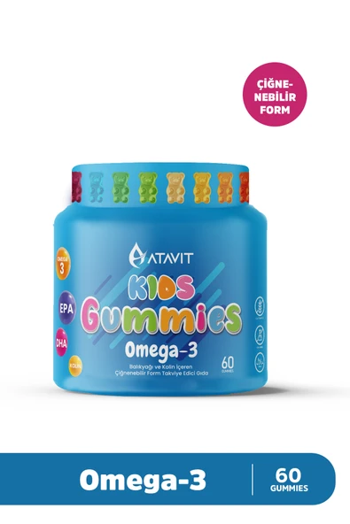 ATAVİT Gummies Omega-3 Balık Yağı KIDS 60 Çiğnenebilir Form ürün görseli 1