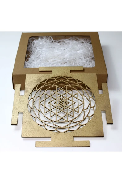 Sri Yantra Sembolü Kutsal Geometri Gold 25cm ürün görseli 1