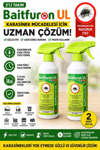 KULSAN Baitfuran Ul 450 ml Sprey Karasinek Mücadelesinde Uzman Çözüm 2'li Takım ürün görseli 1