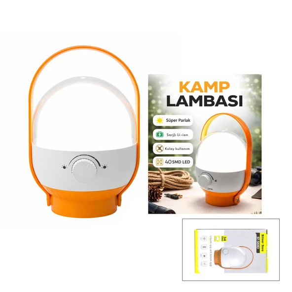40 LED KAMP LAMBASI - FENER USB ŞARJLI AYARLANABİLİR IŞIK 6.4W - 2400mAh ST-5660 (5433) ürün görseli 1