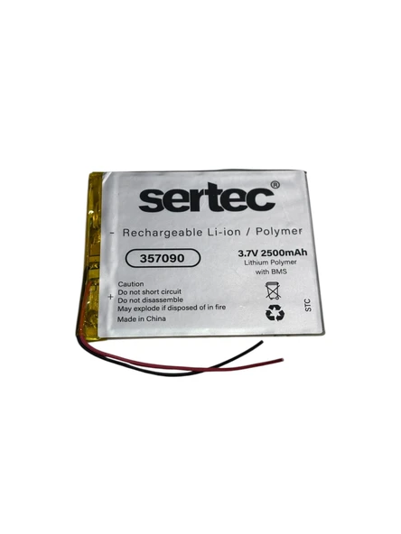 Sertec 357090 3.7V 2500 MAh Li-Polymer Pil (Devreli/1.5A) ürün görseli 1