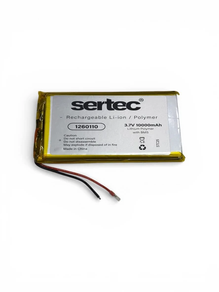 Sertec 1260110 3.7V 10.000mAh Li-Polymer Pil (Devreli/1.5A) ürün görseli 1