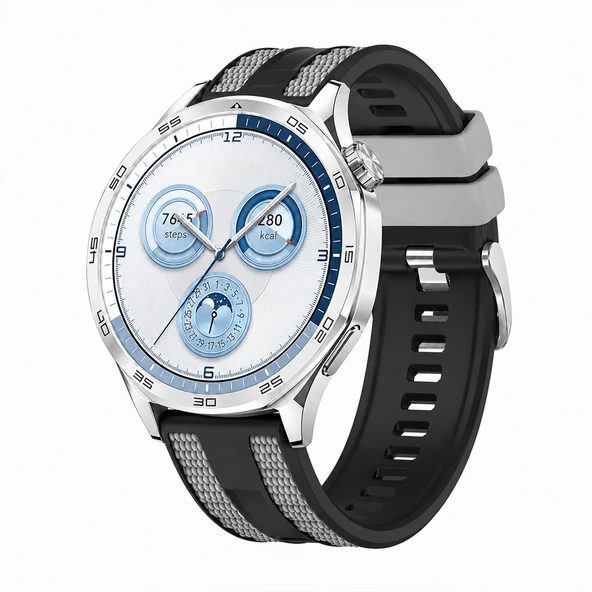 Huawei Watch GT 5 46mm Uyumlu 22mm Outdoor Tasarım Spor Silikon Kordon  Siyah ürün görseli 1