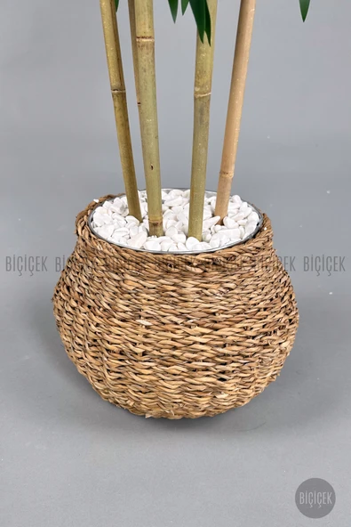 BİÇİÇEK Yapay Bambu Ağacı 170cm Geoit Hasır Saksıda - Resim 2