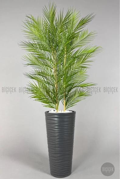 BİÇİÇEK Yapay Areka Palmi̇yesi̇ 150 Cm 33 Yaprak Antresi̇t Kumsal Saksıda ürün görseli 1