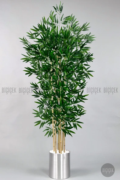 BİÇİÇEK Yapay Bambu Ağacı 180cm Metal Saksıda Yoğun Yapraklı 7 Dallı ürün görseli 1