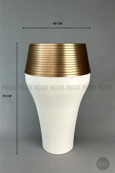 BİÇİÇEK Cleopatra Saksı 70cm Krem Gold ürün görseli 1