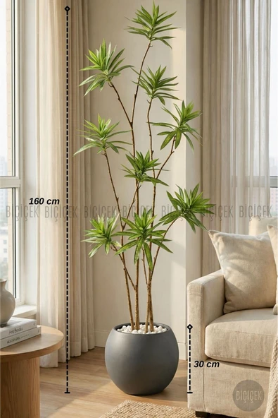 BİÇİÇEK Yapay Dragon Bi̇tki̇si̇ 160 Cm Antresi̇t Küre Saksıda ürün görseli 1