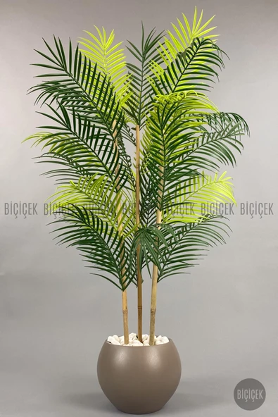 BİÇİÇEK Yapay Areka Ağaci 120 Cm24 Yapraklı Mocha Küre Saksıda ürün görseli 1