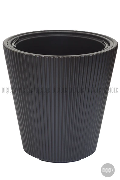 BİÇİÇEK Luna Saksı 37 Cm Si̇yah - Resim 4