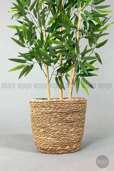 BİÇİÇEK Yapay Bambu Ağacı 140cm Hasır Saksıda - Resim 2