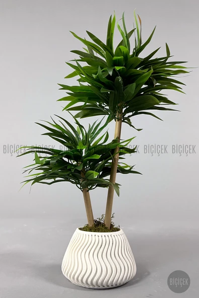 BİÇİÇEK Yapay Bambu Ağacı 60cm Yoğun Yapraklı Spiral Saksıda ürün görseli 1