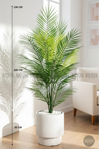 BİÇİÇEK Yapay Areka Ağaci 24 Yapraklı 130 Cm Beyaz Vega Saksıda ürün görseli 1