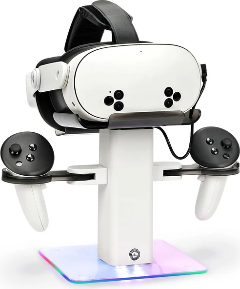 Cosmostech Vr Stand Şarj Dock – Quest 3s / Quest 3 / Quest 2 Uyumlu Rgb Işıklı Vr Başlık Aparatı & Stabil Tutucu Stand ürün görseli 1