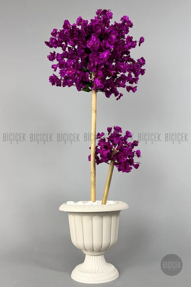 BİÇİÇEK Yapay Mor Sakura Ağacı 125 Bahar Dalı Krem Nergi̇s Saksıda ürün görseli 1