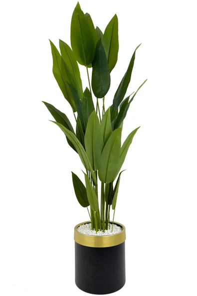 BİÇİÇEK Yapay Starli̇ce 220 Cm Metal Gövdeli̇ 22 Yapraklı Si̇yah Gold Metal Saksıda ürün görseli 1