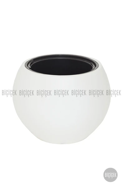 BİÇİÇEK Küre Saksı 37 Cm Beyaz - Resim 5