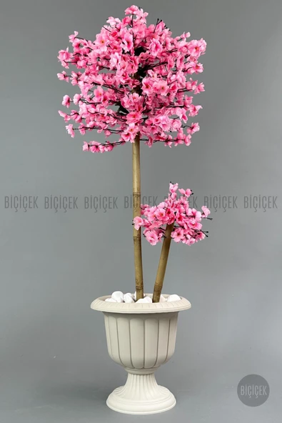 BİÇİÇEK Yapay Pembe Sakura Ağacı 125 Bahar Dalı Krem Nergi̇s Saksıda ürün görseli 1