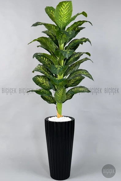 BİÇİÇEK Yapay Di̇fenbahya Ağacı 220 Cm Si̇yah Li̇lyum Saksıda ürün görseli 1