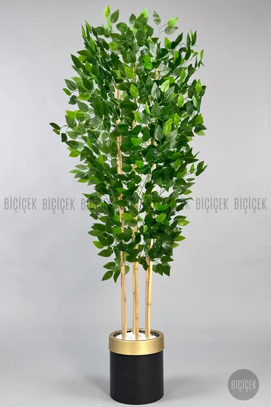 BİÇİÇEK Yapay Benjamin Ağacı 170cm Siyah Gold Metal Saksıda ürün görseli 1
