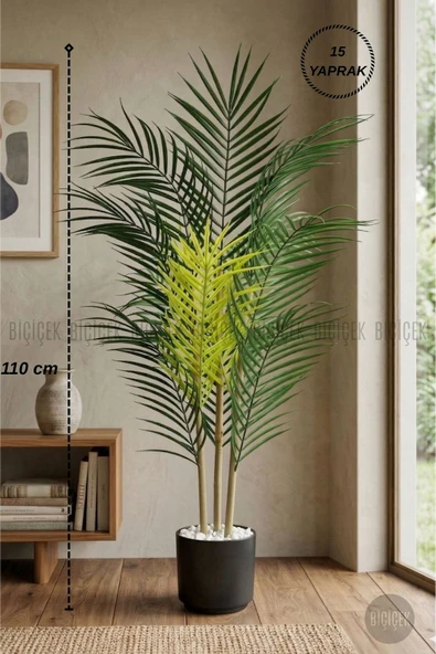 BİÇİÇEK Yapay Areka Ağacı 110 Cm 15 Yapraklı Si̇yah Saksıda ürün görseli 1