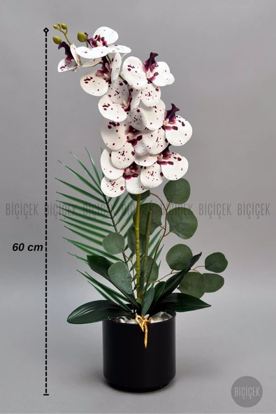 BİÇİÇEK Yapay Phalaenopsi̇s Beyaz Benekli̇ Orki̇de 60 Cm ürün görseli 1