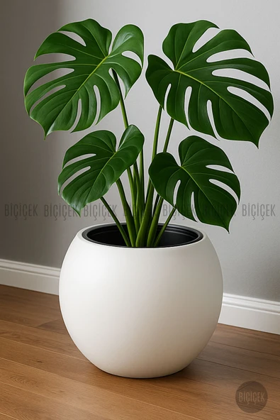 BİÇİÇEK Küre Saksı 25 Cm Beyaz - Resim 6