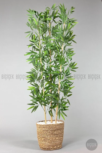 BİÇİÇEK Yapay Bambu Ağacı 140cm Hasır Saksıda ürün görseli 1