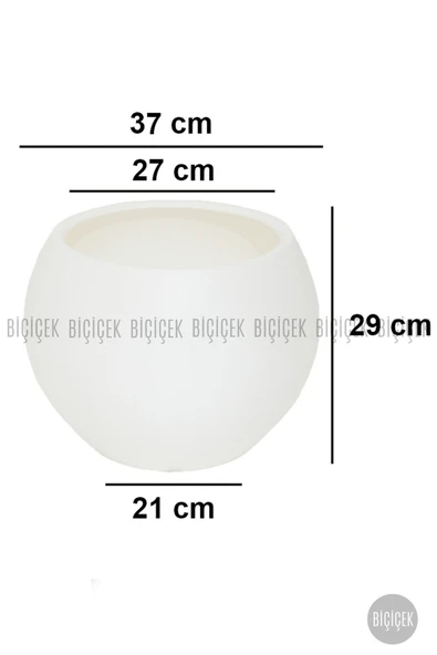 BİÇİÇEK Küre Saksı 37 Cm Beyaz - Resim 2