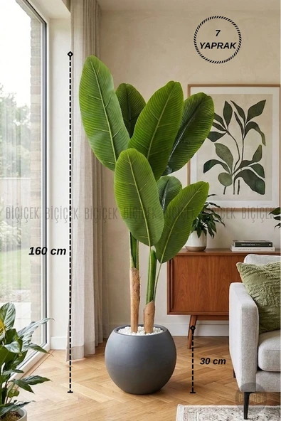BİÇİÇEK Yapay Starli̇ce 160 Cm 7 Yapraklı Antresi̇t Küre Saksıda ürün görseli 1