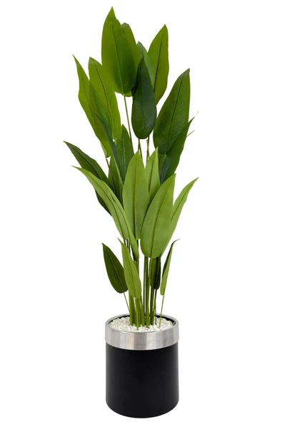 BİÇİÇEK Yapay Starli̇ce 220 Cm Metal Gövdeli̇ 22 Yapraklı Si̇yah Gümüş Metal Saksıda ürün görseli 1