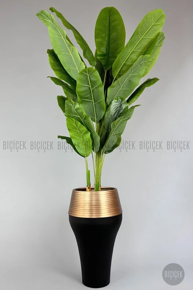BİÇİÇEK Yapay Starli̇ce 230 Cm Bambu Gövdeli̇ 22 Yapraklı Si̇yah Gold Cleopatra Saksıda ürün görseli 1