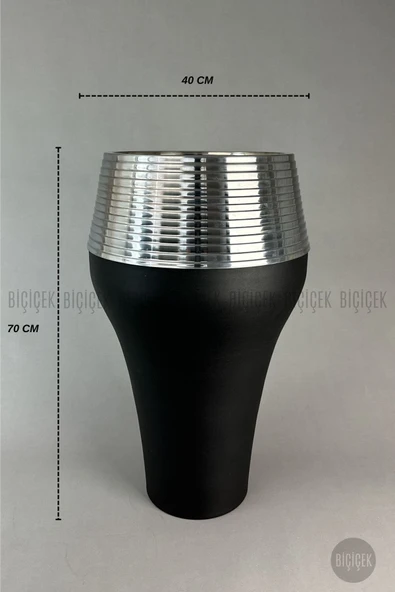 BİÇİÇEK Cleopatra Saksı 70cm Si̇yah Gümüş ürün görseli 1