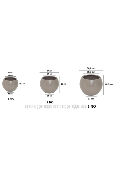 BİÇİÇEK Küre Saksı 51 Cm Mocha - Resim 6