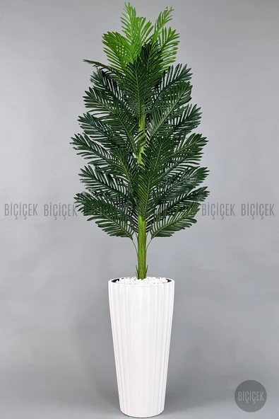 BİÇİÇEK Yapay Areka Ağaci 220 Cm Beyaz Li̇lyum Saksıda ürün görseli 1