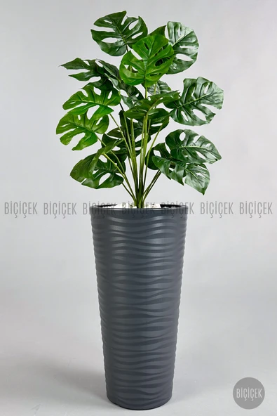 BİÇİÇEK Yapay Monstera Deve Tabani Bi̇tki̇si̇ 130 Cm Antresi̇t Kumsal Saksıda ürün görseli 1