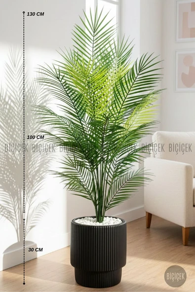 BİÇİÇEK Yapay Areka Ağaci 24 Yapraklı 130 Cm Si̇yah Vega Saksıda ürün görseli 1