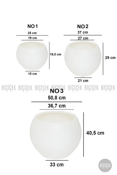 BİÇİÇEK Küre Saksı 37 Cm Beyaz - Resim 7