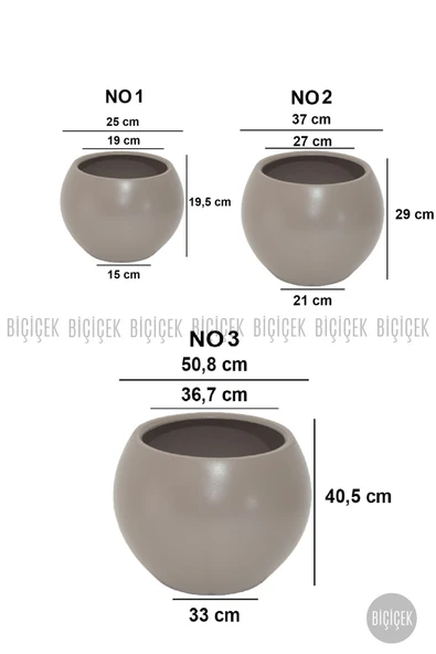BİÇİÇEK Küre Saksı 51 Cm Mocha - Resim 4