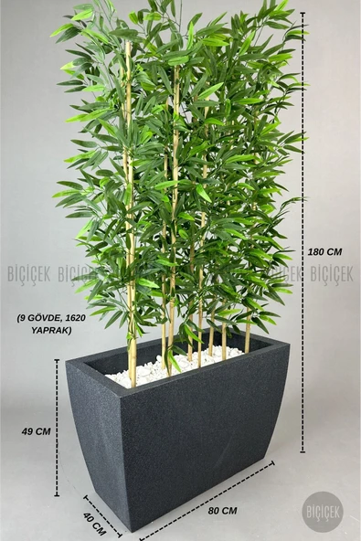 BİÇİÇEK Yapay Bambu Ağacı 180 Cm Kare Saksıda Yoğun Yapraklı ürün görseli 1