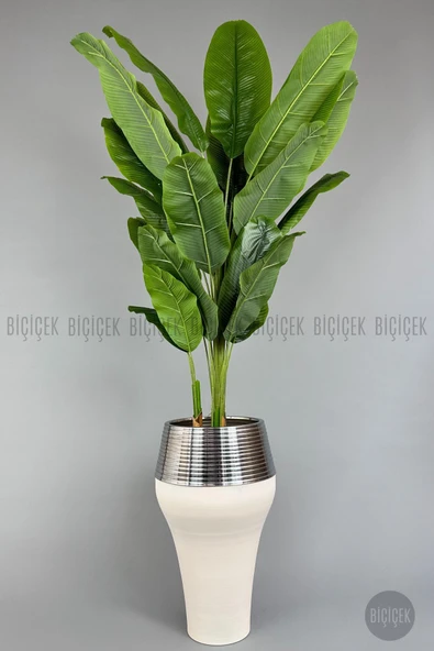 BİÇİÇEK Yapay Starli̇ce 230 Cm Bambu Gövdeli̇ 22 Yapraklı Krem Gümüş Cleopatra Saksıda ürün görseli 1