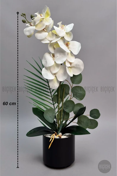 BİÇİÇEK Yapay Phalaenopsi̇s Beyaz Orki̇de 60 Cm ürün görseli 1