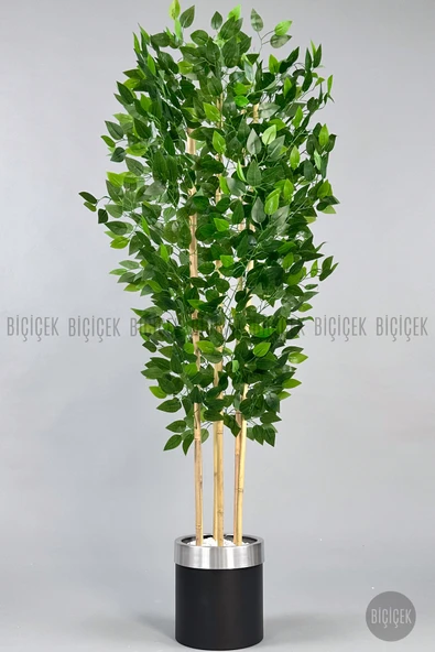 BİÇİÇEK Yapay Benjamin Ağacı 170cm Siyah Gümüş Metal Saksıda ürün görseli 1