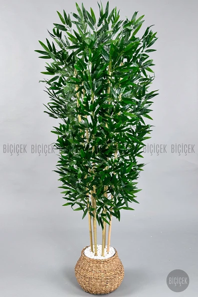 BİÇİÇEK Yapay Bambu Ağacı 170cm Geoit Hasır Saksıda - Resim 8